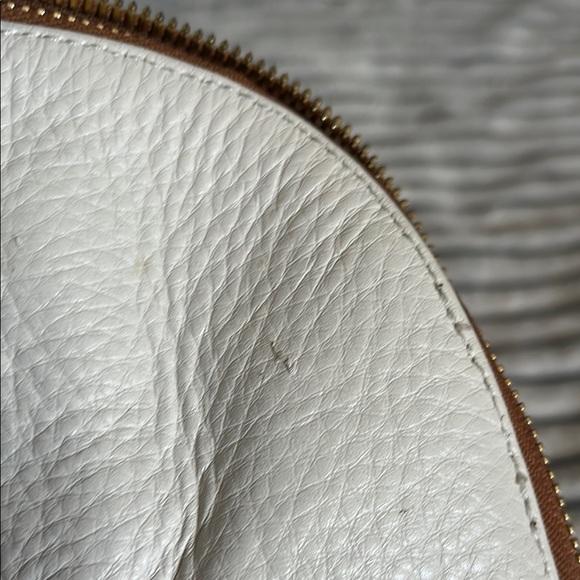 Brahmin White Navy Croc-Embossed Satchel with Tan Trim - Picture 4 of 14